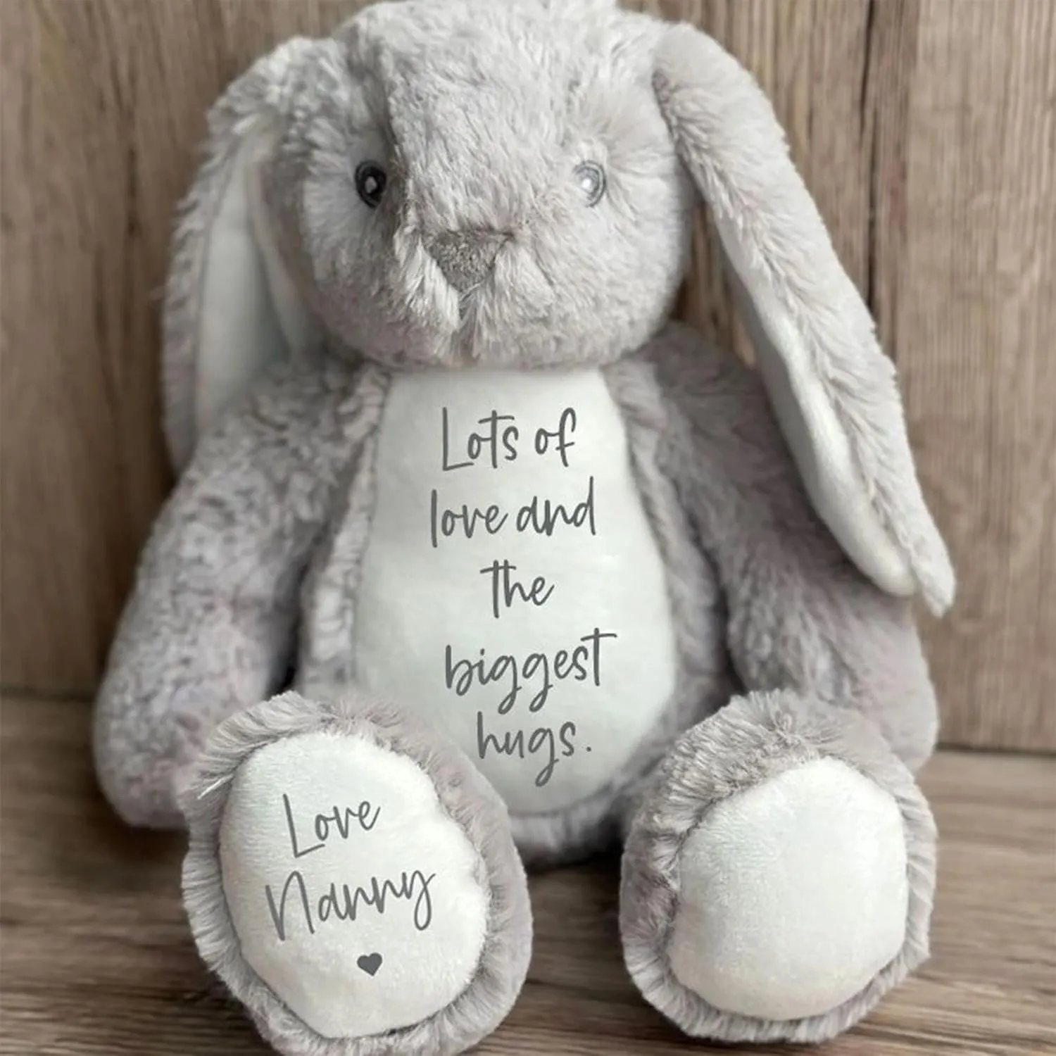 Custom Plush Bunny Keepsake Gift Toy, Lots of Love and the Biggest Hugs Rabbit Name Personalized Stuffed Animal Doll Gift for Newborn Party Baby Shower Birthday (Style C)