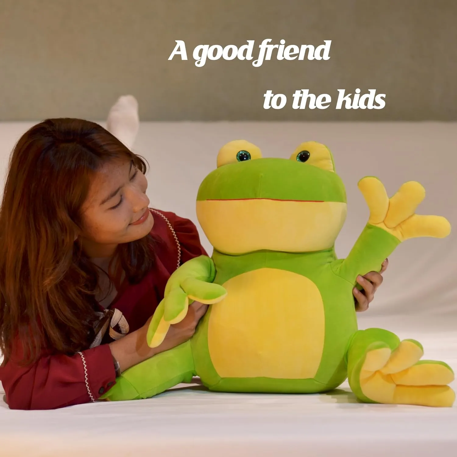 Cute Frog Plush Stuffed Animal Toy for Boys & Girls Large 16 Inch Soft Toad Plushie Perfect for Hugging and Decoration(Unloving)