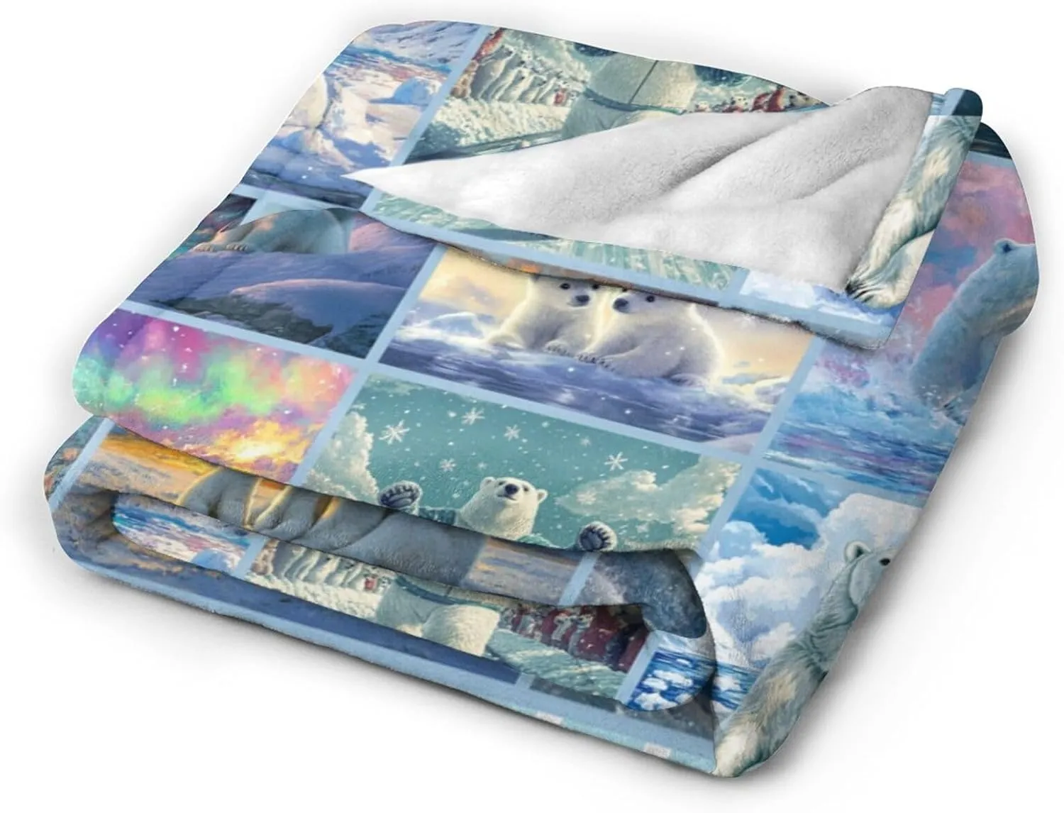 Cute Polar Bear Fleece Throw Blanket - Fuzzy Plush Super Soft Cozy Warm Polar Bear Decor Stuffed Animal Blanket Gifts for Boys, Girls, Kids, Adults, Men, Women - 40"x50"
