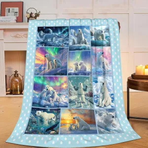 Cute Polar Bear Fleece Throw Blanket - Fuzzy Plush Super Soft Cozy Warm Polar Bear Decor Stuffed Animal Blanket Gifts for Boys, Girls, Kids, Adults, Men, Women - 40"x50"