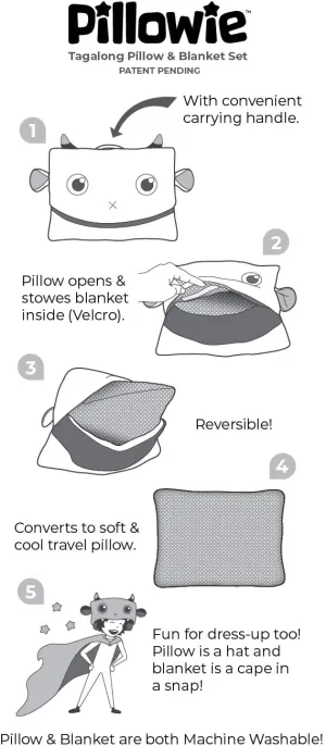 Cute Travel Pillow and Blanket Set - Portable Comfort Item for Children - Mouse
