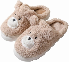 Cute Animal Slippers For Girls Women,Little Bear Fuzzy House Shoes With Soft Anti Unique Gifts For Mom And Animal Lovers