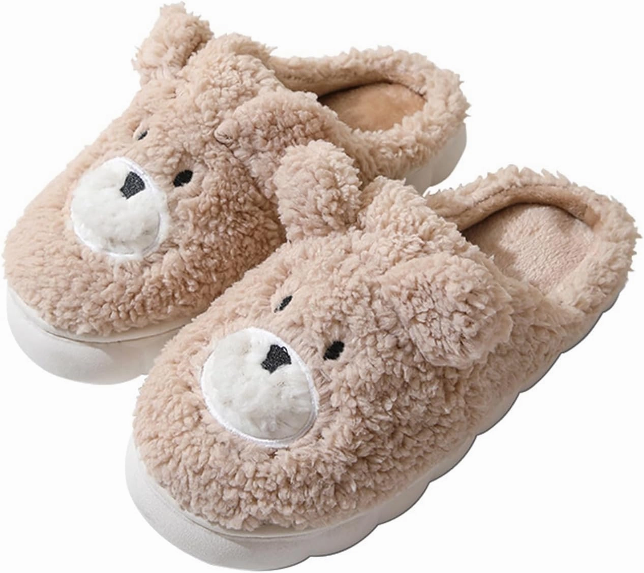 Cute Animal Slippers For Girls Women,Little Bear Fuzzy House Shoes With Soft Anti Unique Gifts For Mom And Animal Lovers