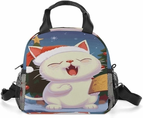 Cute Sing Christmas Carols Lunch Bag Personalized Lunch Box Reusable Tote Hand Bag for Adult Office Work Picnic Beach Or Travel