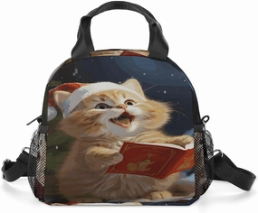 Cute Sing Christmas Carols Lunch Bag Personalized Lunch Box Reusable Tote Hand Bag for Adult Office Work Picnic Beach Or Travel