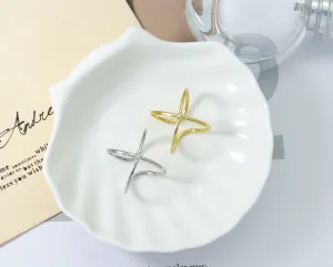 CZ Cross Adjustable Ring, Sku#B185