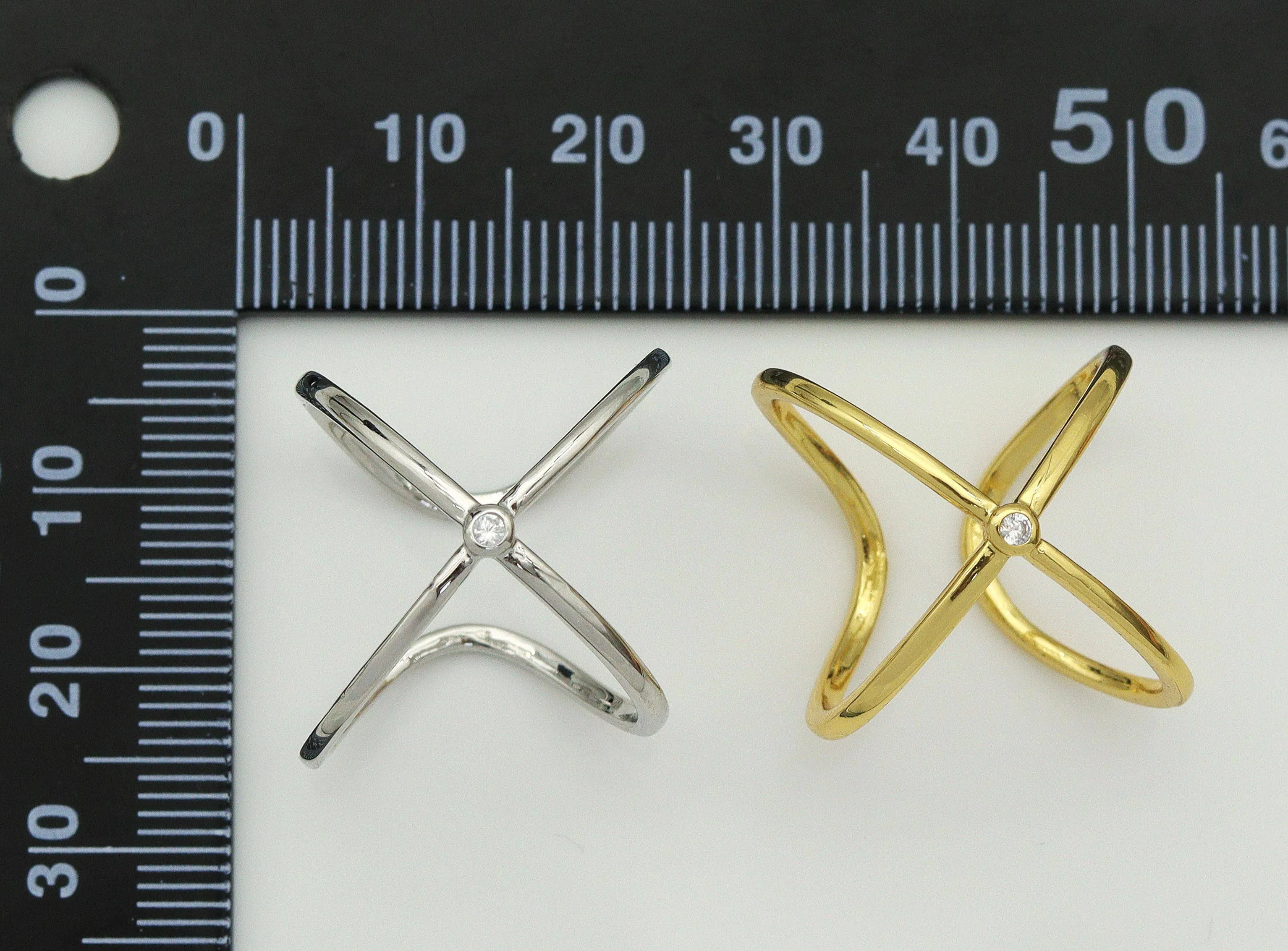 CZ Cross Adjustable Ring, Sku#B185