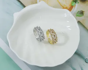 CZ Flower Adjustable Ring, Sku#B167