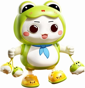 Dancing Frog Toy, Frog Musical Toy Electric Frog Dancing Toy Dancing Robot Toy Baby Soothing Toy Baby Head-up Training Toy Frog Toy for Boys and Girls with Lights and Music