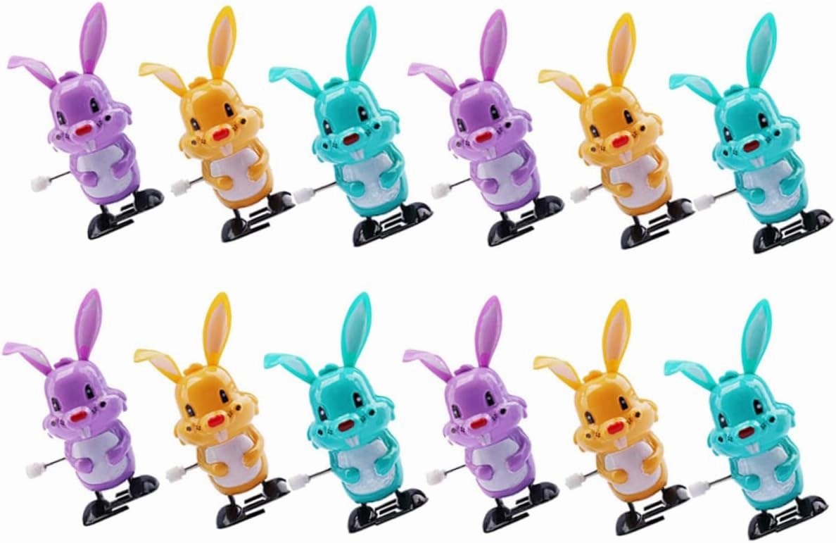 DECHOUS Wind-up Bunny Rabbit Toys 12pcs Easter Present for Boys and Girls Small Rabbit Hopping Toys