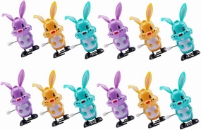 DECHOUS Wind-up Bunny Rabbit Toys 12pcs Easter Present for Boys and Girls Small Rabbit Hopping Toys