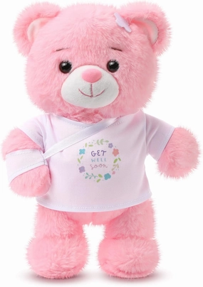 Deekin Broken Arm Gifts for Kids Get Well Soon Bear Stuffed Animal Gifts Bear for Kids Adult with Broken Arm After Surgery Soft Bandage Plush 10 Inches(Pink)