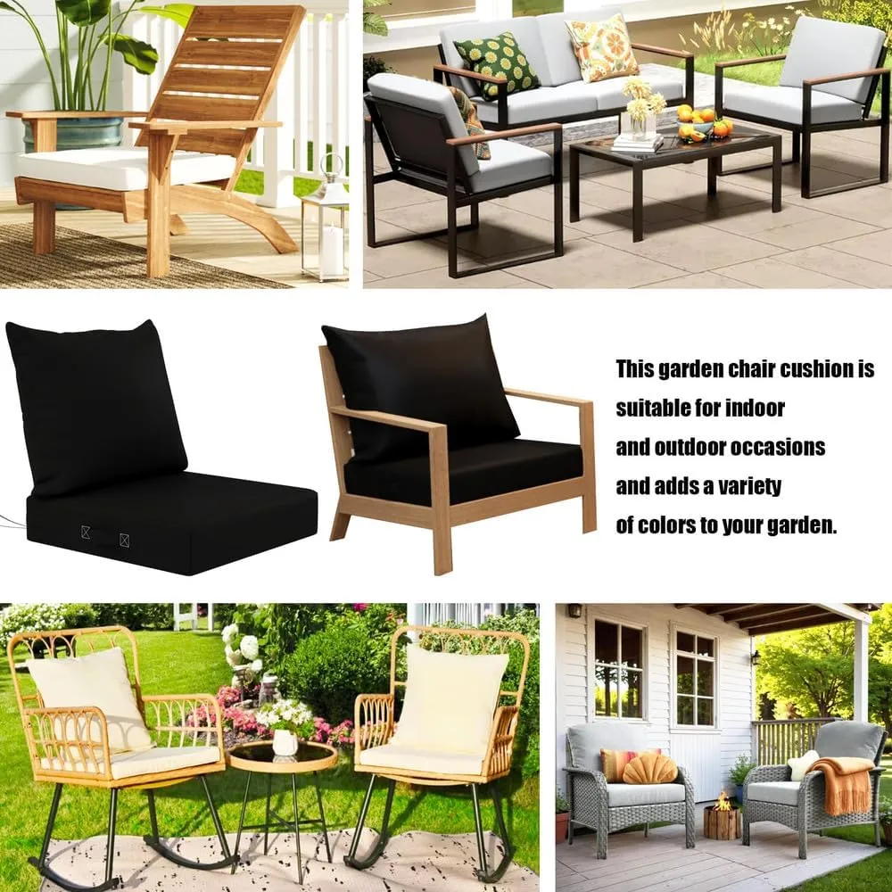 Deep seat Patio Cushion Set 19"x19"x4" Waterproof Fade-Resistant Patio Furniture Cushions & with Removable Cover Deep Seat & Back Cushion with Handle and Fixed Belt Outdoor Chair Cushion