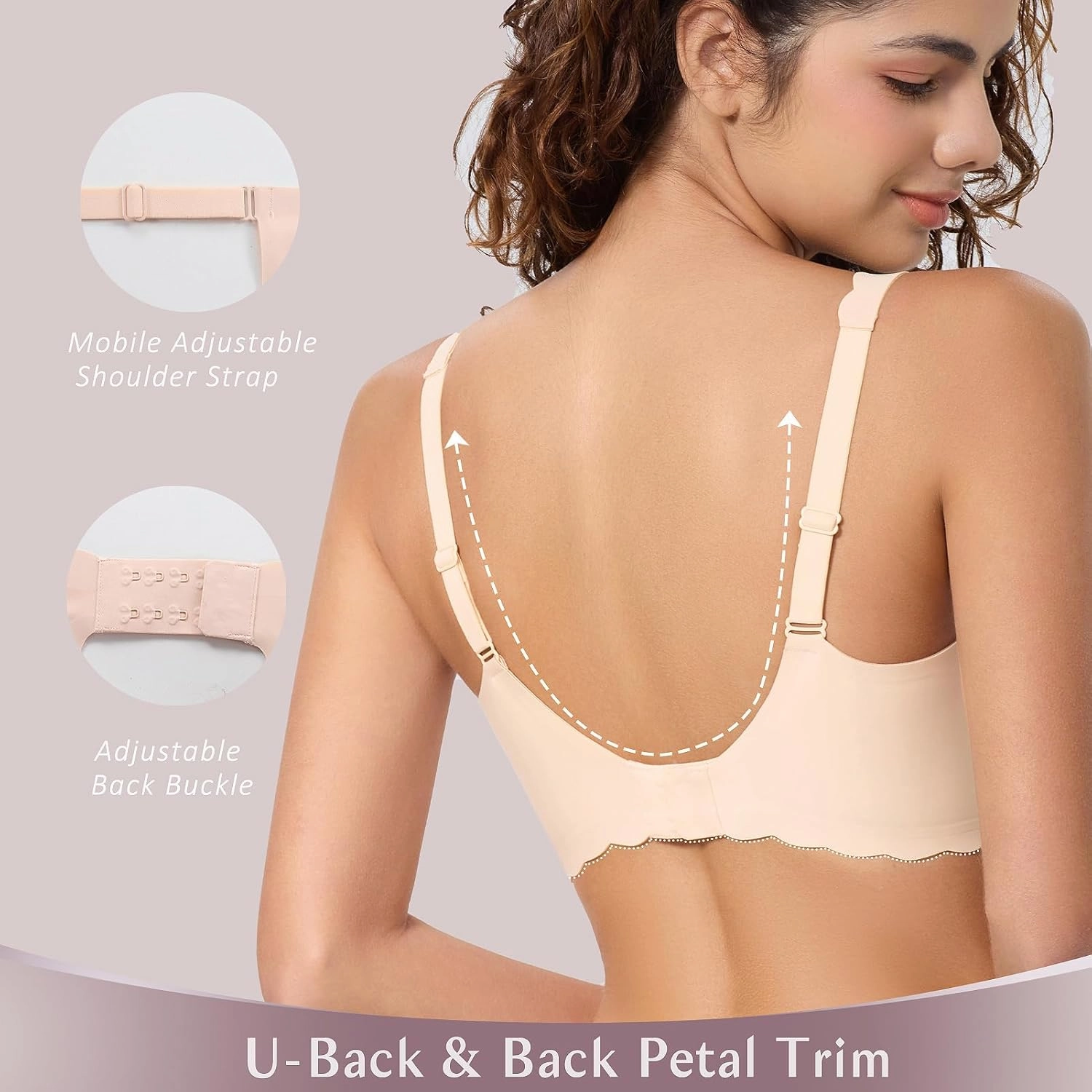 Deep V Wireless Bras for Women No Underwire Seamless Bralettes for Women with Support Floral Wavy Womens Bras
