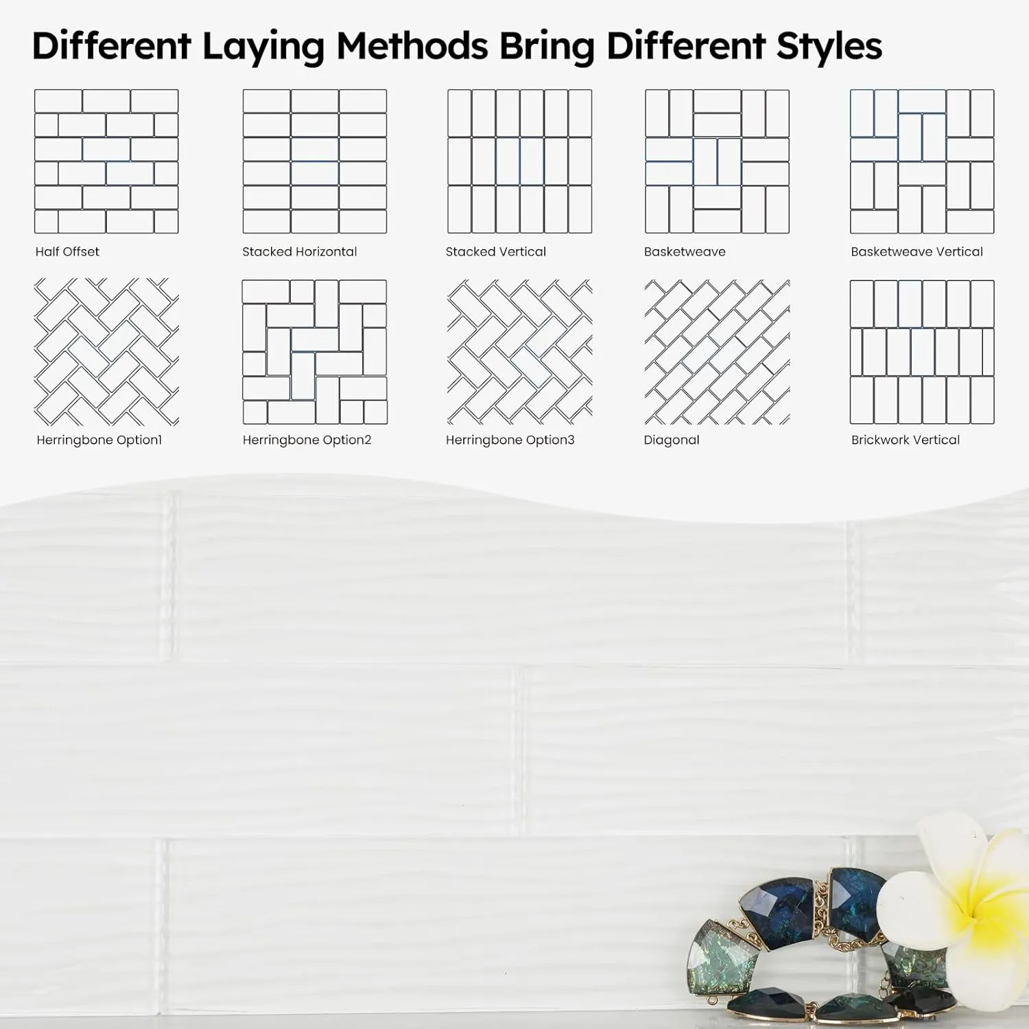 Diflart White Glass Subway Tile, 3x12 Inch, 4 Sq.Ft, Glass Backsplash Tile for Kitchen Shower Bathroom Wall, Pack-16 Pcs