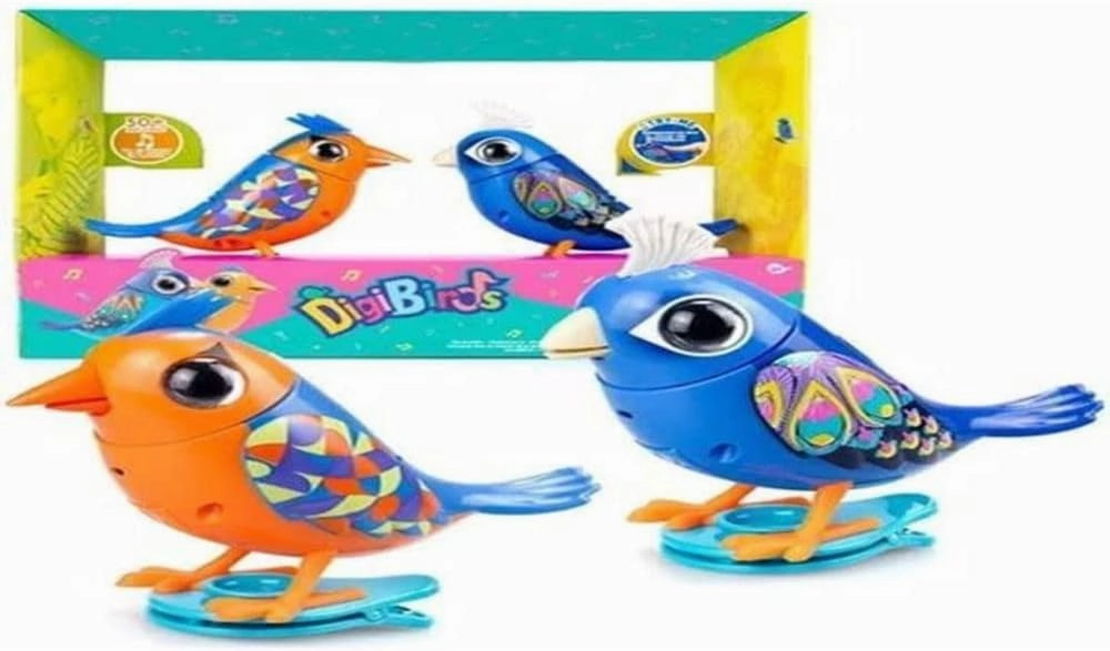 Digibirds Twin Pack, Interactive, Animated Electronic pet with Sounds and Record & Playback, Sings, Head Turns, Blue