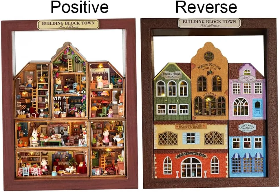 DIY House Craft Kits, Cute Rabbit Doll Houses Miniature Building Kits with Furniture Dollhouse for Birthday Gifts DIY House Kit Creative Room Miniature (Small Town 6 Piece Set)