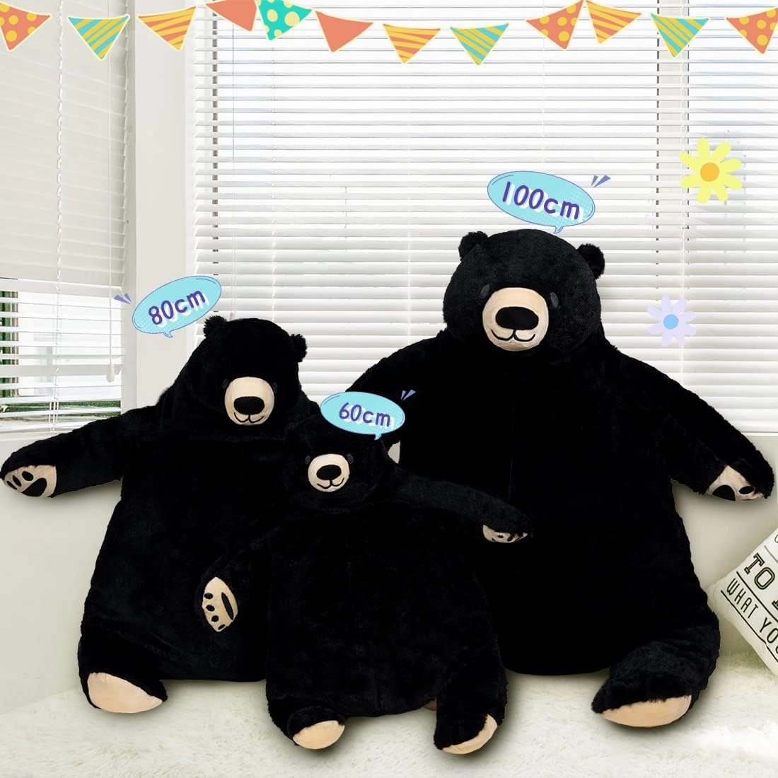 Djungelskog Bear Giant Simulation Bear Toy Stuffed Animal Plush Doll Huge Cuddly American Wildlife Black Bear Teddy Bear for Home Decoration Valentine's Birthday Gift, 23.6 in/60 cm, Black