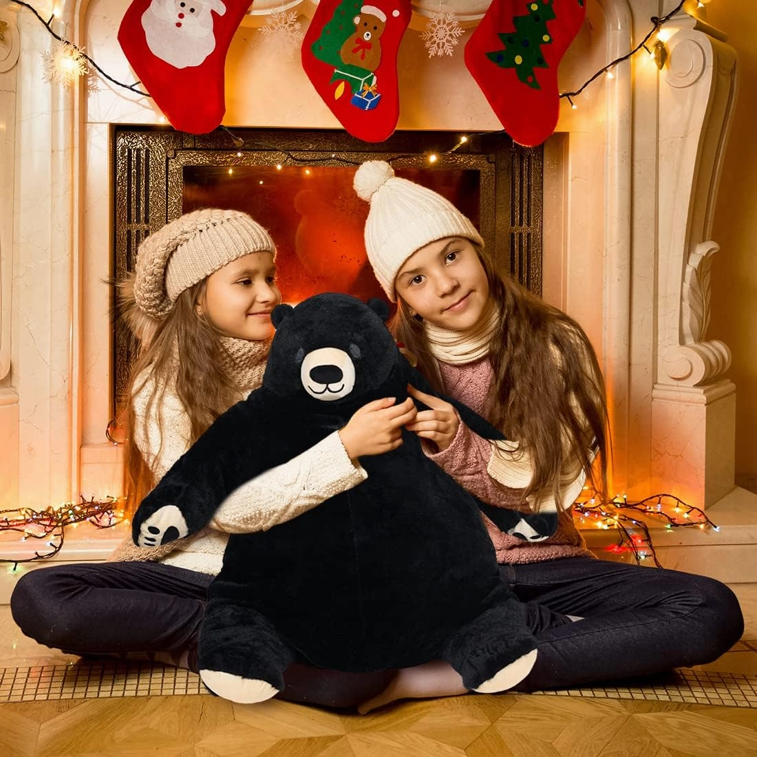 Djungelskog Bear Giant Simulation Bear Toy Stuffed Animal Plush Doll Huge Cuddly American Wildlife Black Bear Teddy Bear for Home Decoration Valentine's Birthday Gift, 23.6 in/60 cm, Black