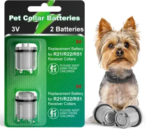 Dog Collar Batteries for Invisible Fence: High Capacity Wireless Pet Fence Battery for Power Cap R21 R22 R51 Receiver Collars and Microlite, Replacement 2 Pack, Long Battery Life, Gray