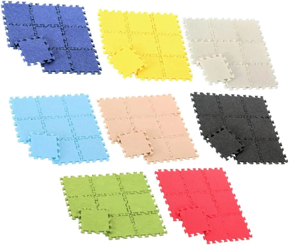 Dollhouse Carpets Miniature Play Mat Model 8Bags Mini Puzzle Tiles Decoration Dollhouse Floor Carpet Rug Furniture Decoration Toy Accessories for 1: 12 Dollhouse Micro World