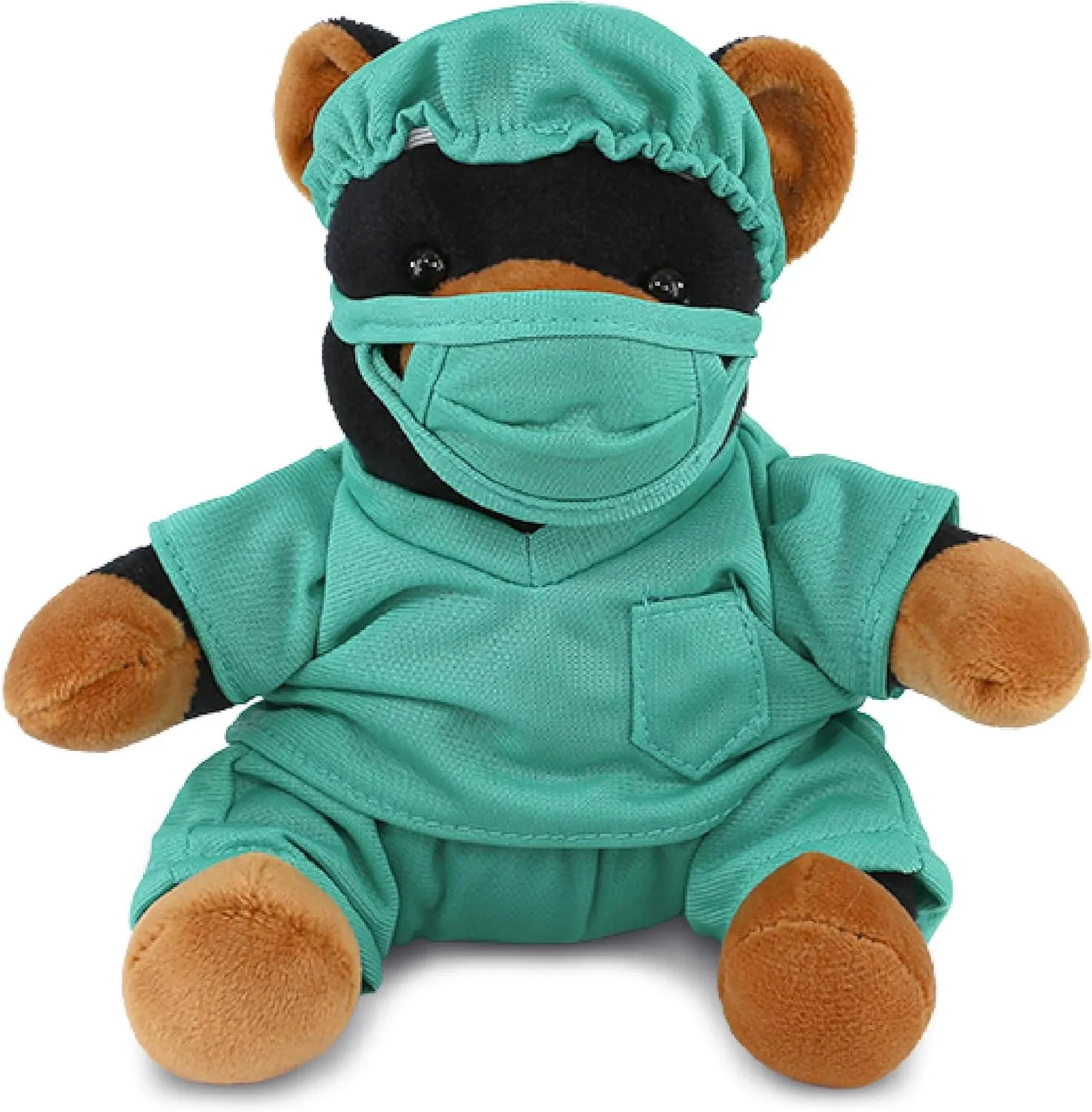 DolliBu Black Bear Doctor Plush Toy - Super Soft Bear Doctor Stuffed Animal Dress Up with Cute Scrub Uniform & Cap Outfit - Fluffy Doctor Toy Plush Gift with Personalization - 6 Inches