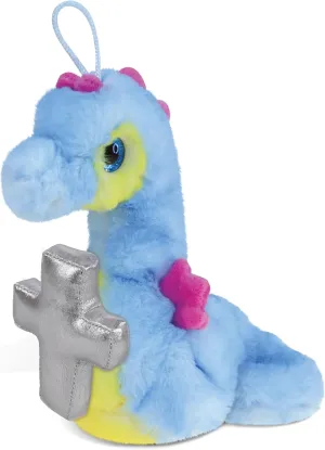 DolliBu Blue Seahorse Stuffed Animal with Silver Cross Plush – Religious Baptism Gifts for Boys and Girls, Dedication Christening Gifts Plush Prayer Toy Healing Stuffed Animal – 8.5 Inches