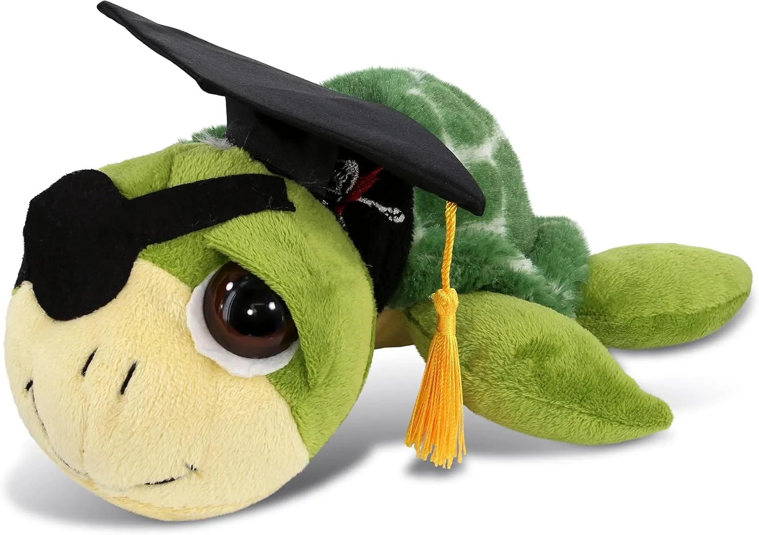 DolliBu Green Pirate Sea Turtle Graduation Plush Toy - Super Soft Plush Graduation Stuffed Animal Dress Up Graduation Cap Tassel Outfit, Gift with Personalization - 10.5 Inch