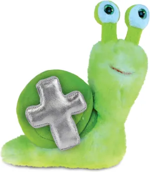 DolliBu Green Snail Stuffed Animal with Silver Cross Plush – Religious Baptism Gifts for Boys and Girls, Dedication Christening Gifts Plush Prayer Toy Healing Stuffed Animal - 7 Inches