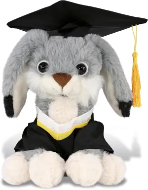 DolliBu Grey Rabbit Graduation Plush Toy - Soft Bunny Plush Graduation Stuffed Animal Dress Up with Gown & Cap with Tassel Outfit - Gift with Personalization - 7 Inches