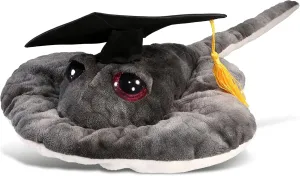 DolliBu Grey Stingray Graduation Plush Toy - Wild Collection Plush Graduation Stuffed Animal Dress Up with Graduation Cap Outfit - Gift with Personalization – 18.5 Inches