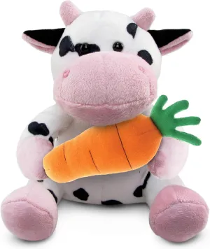 DolliBu Happy Easter Super Soft Plush Cow with Carrot - Cute Stuffed Animals with Carrot Plush Toy, with Name Personalization, Spring Easter Plush Animal - 6 Inches