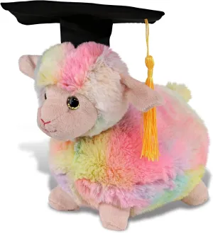 DolliBu Rainbow Sheep Graduation Plush Toy Stuffed Animal - Graduation Gift Stuff Animal Plush Toys with Cap with Tassel Outfit - Cute Graduation Gifts with Personalization - 7 Inches