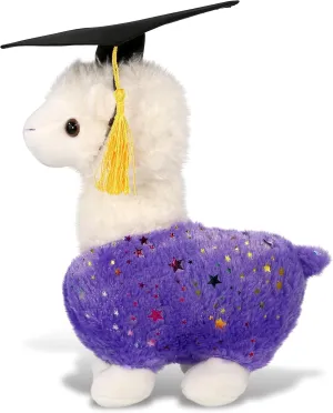 DolliBu Sparkle Purple Llama Graduation Plush Toy - Soft Llama Plush Graduation Stuffed Animal Dress Up with Gown & Cap with Tassel - Gift with Personalization - 11 Inch