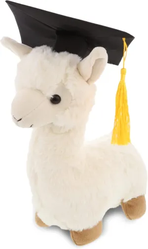 DolliBu White Llama Graduation Plush Toy - Super Soft Graduation Stuffed Animal Dress Up with Graduation Cap with Tassel - Reward Celebration Grad Gift - 11 Inches