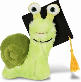 DolliBu Green Snail Graduation Plush Toy - Super Soft Plush Graduation Stuffed Animal Dress Up with Gown & Cap with Tassel Outfit - Gift with Personalization - 7 Inches