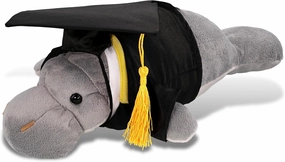 DolliBu Grey Manatee Graduation Plush Toy - Super Soft Plush Graduation Stuffed Animal Dress Up Graduation Cap with Tassel Outfit - Gift with Personalization - 15 Inches