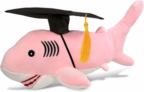 DolliBu Pink Shark Graduation Plush Toy - Baby Soft Plush Graduation Stuffed Animal Dress Up with Graduation Cap with Tassel Outfit - Gift with Personalization - 12 Inches