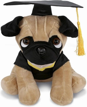 DolliBu Pug Graduation Plush Toy - Soft Huggable Graduation Stuffed Animal Dress Up with Gown and Cap with Tassel Outfit with Personalization - 10 Inches
