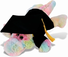 DolliBu Small Rainbow Alligator Graduation Plush Toy - Super Soft Plush Graduation Stuffed Animal Dress Up Gown, Cap with Tassel Outfit - Congratulatory Graduation Gift with Personalization - 12 Inch