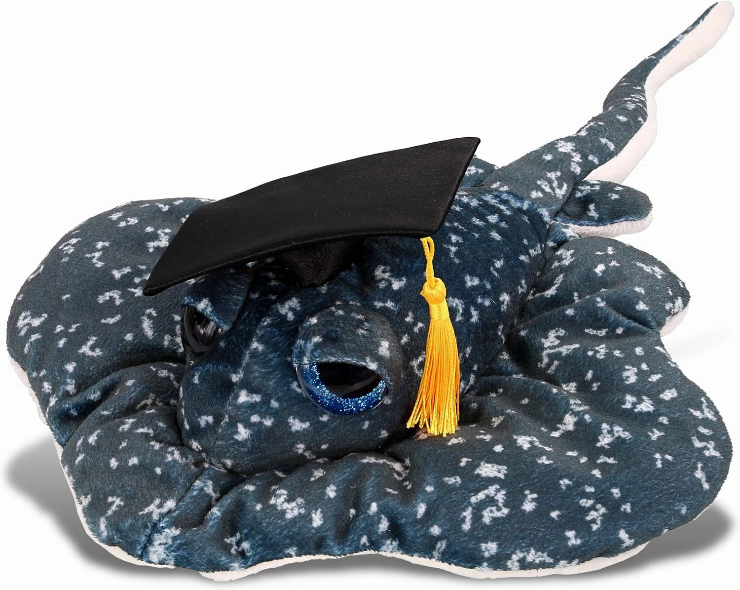 DolliBu Spotted Grey Ray Graduation Plush Toy - Wild Collection Plush Graduation Stuffed Animal Dress Up Graduation Cap Outfit - Graduation Gift with Personalization – 18.5 Inches
