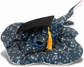 DolliBu Spotted Grey Ray Graduation Plush Toy - Wild Collection Plush Graduation Stuffed Animal Dress Up Graduation Cap Outfit - Graduation Gift with Personalization – 18.5 Inches