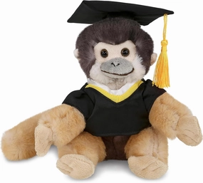 DolliBu Squirrel Monkey Graduation Plush Toy - Soft Huggable Graduation Stuffed Animal Dress Up Gown and Cap with Tassel Outfit with Personalization - 6.5 Inches