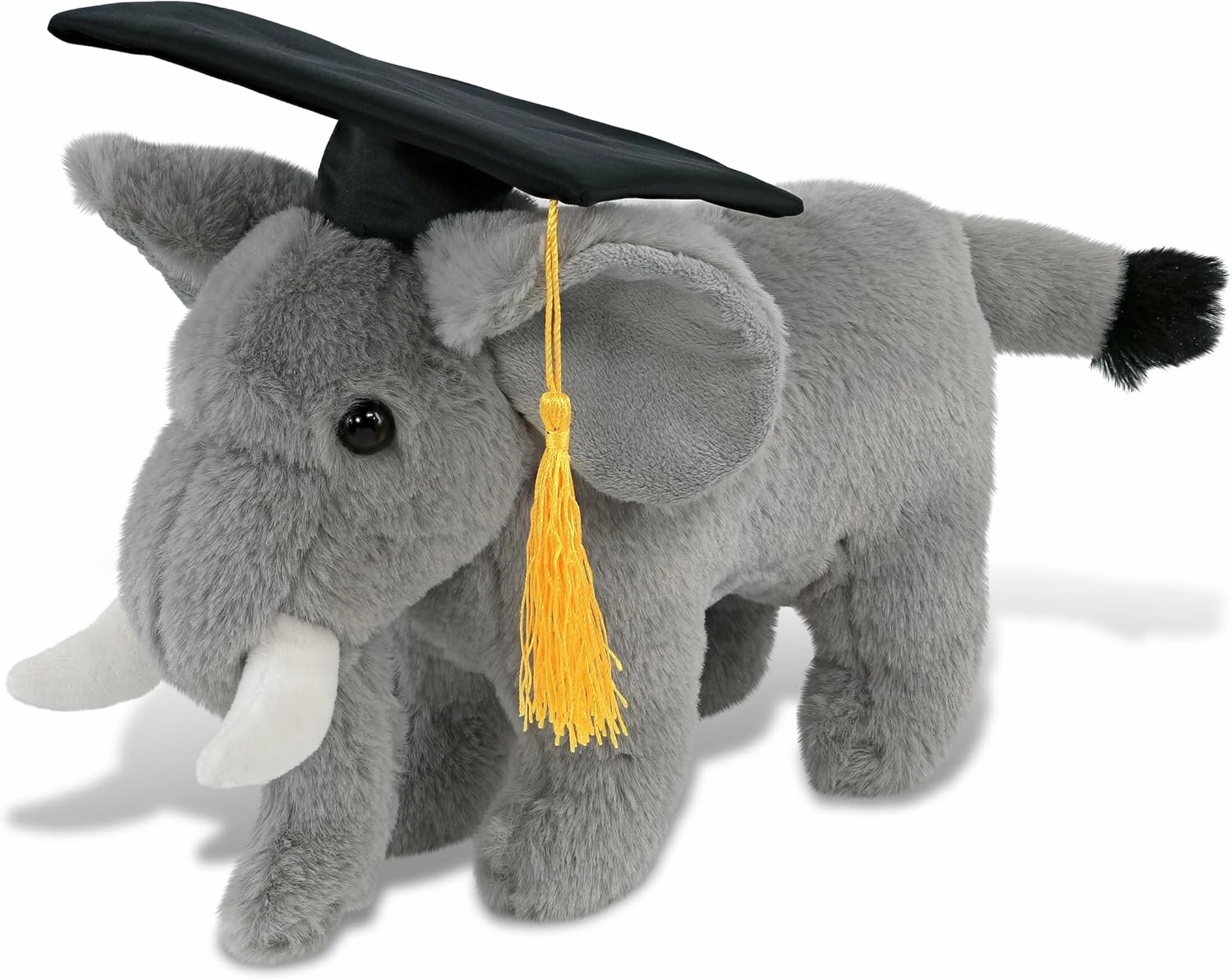 DolliBu Standing Elephant Graduation Plush Toy - Super Soft Plush Graduation Stuffed Animal Dress Up with Gown & Cap with Tassel Outfit - Gift with Personalization - 9.5 Inch