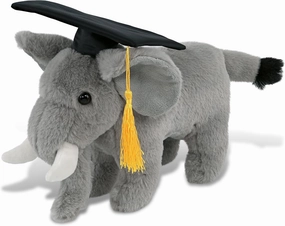 DolliBu Standing Elephant Graduation Plush Toy - Super Soft Plush Graduation Stuffed Animal Dress Up with Gown & Cap with Tassel Outfit - Gift with Personalization - 9.5 Inch