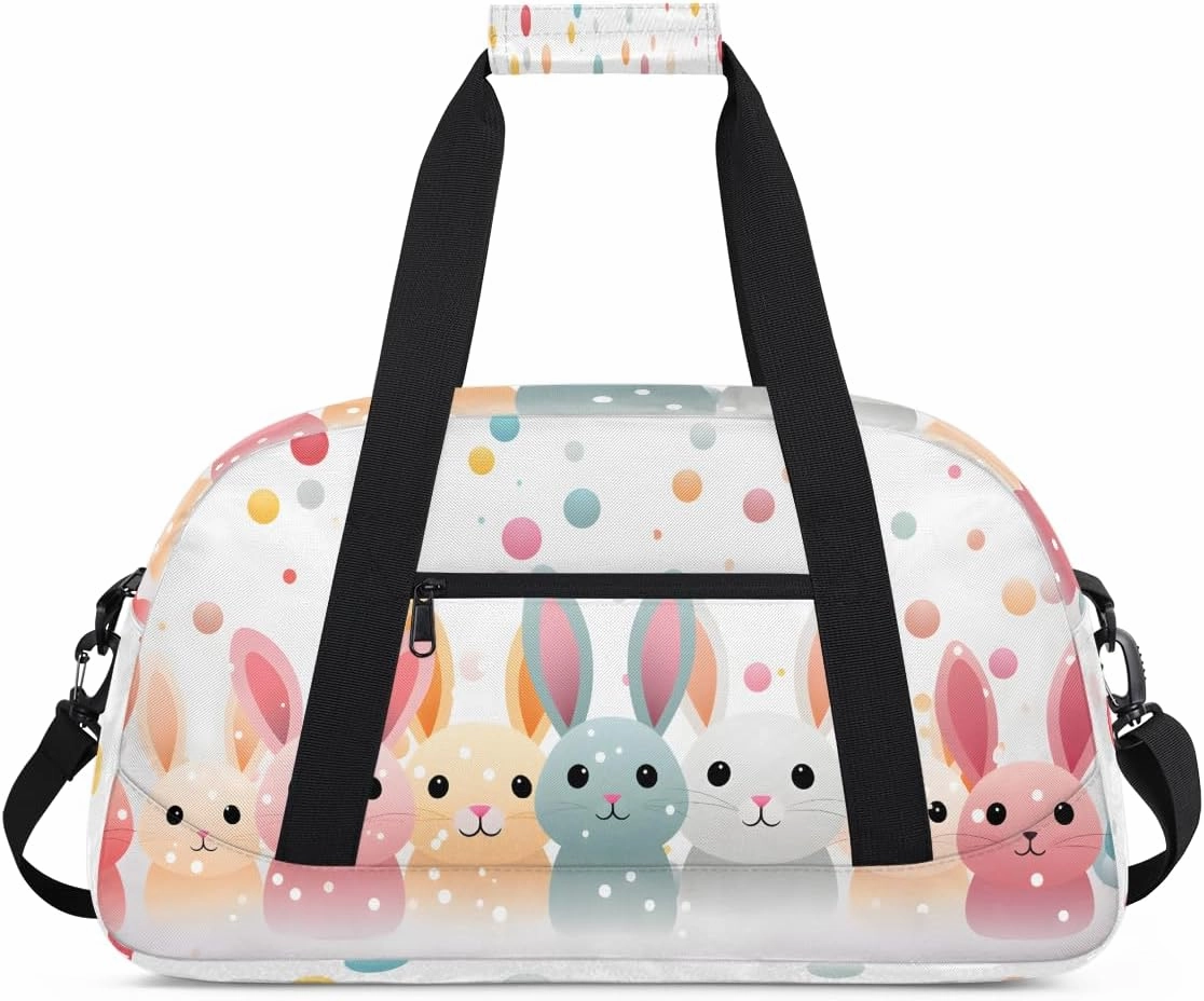 Doodle Bunny Kids Overnighter Duffel Bags for Boys, Carry-On Size Sports Gym Bag with Front Zipper Pocket for School Practice or Overnight Travel Weekender Sleepover Tote Bag