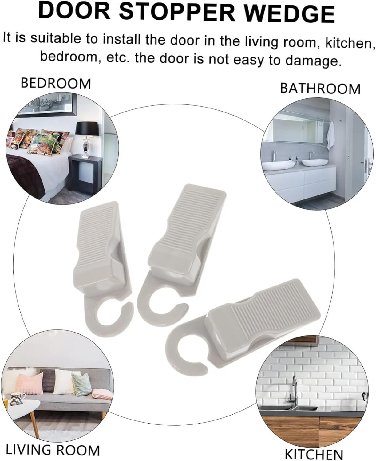 Door Stopper for Home 4 Pieces Security Door Wedge Safety Stopper Holder No Punch Needed Easy Install