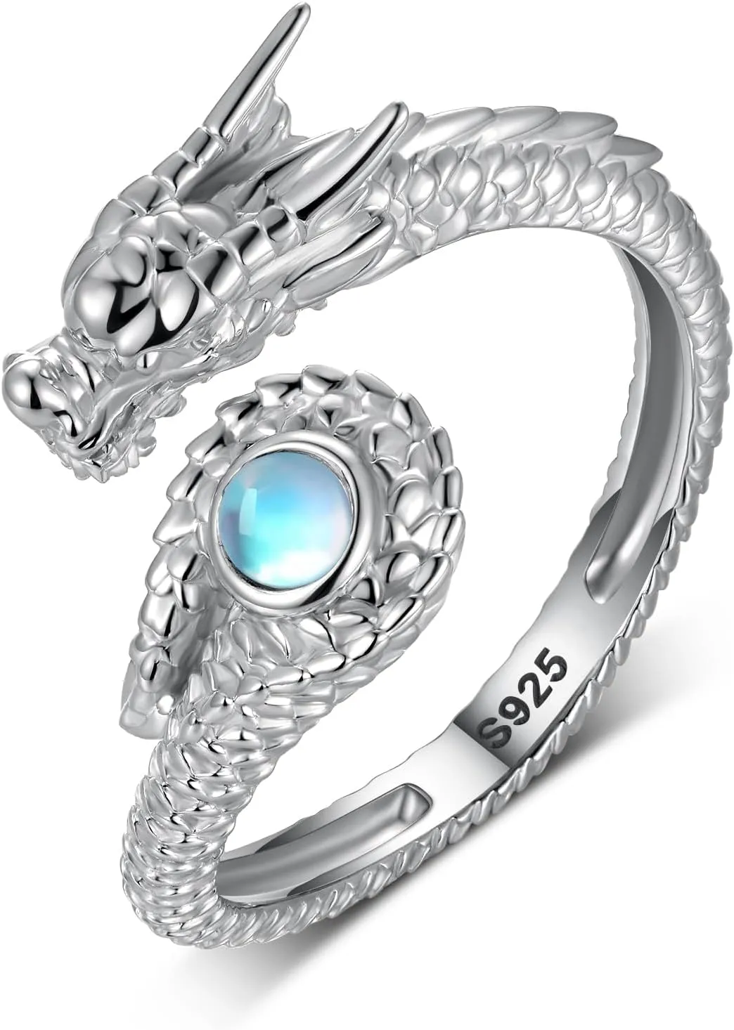 Dragon Ring 925 Sterling Silver Dragon Ring for Women Moonstone Dragon Ring Dragon Jewelry for Women