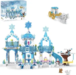 Dream Girls Princess Castle Building Blocks Ice Castle Building Toys for Girls, Ice Palace with 2 Princess Mini-Dolls Friends Sets Christmas Birthday Gift STEM Playset for Kids Age 6-12 498 Pieces