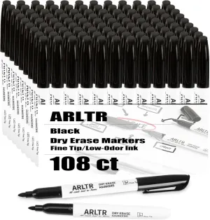 Dry Erase Markers Bulk, 108 Pack Black Whiteboard Markers with Fine Tip, Low Odor Dry Erase Markers for School Office Home